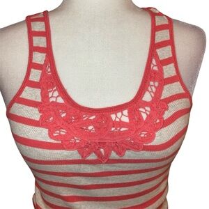 Striped tank with lace detail